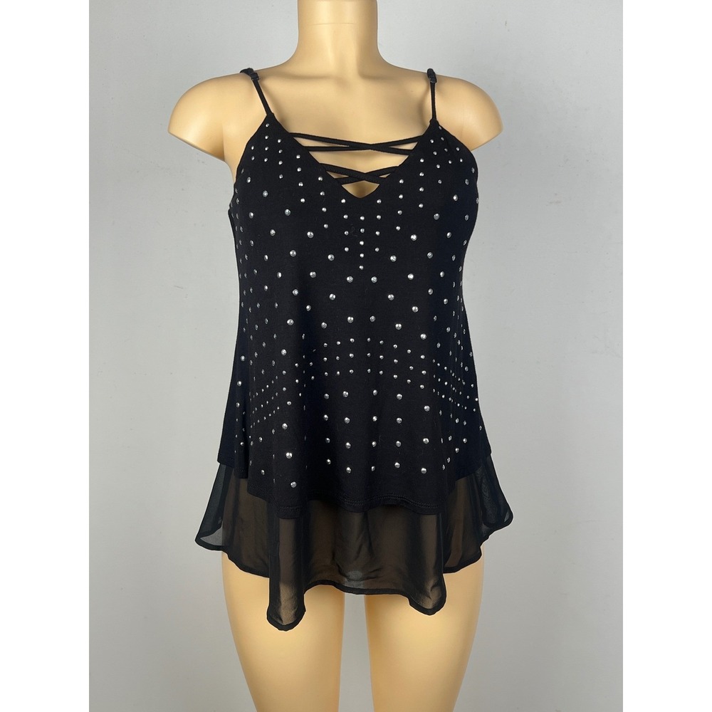 Venus Studded Strappy Tank Top Cami XS Black Y2K Cruise - Picture 15 of 15